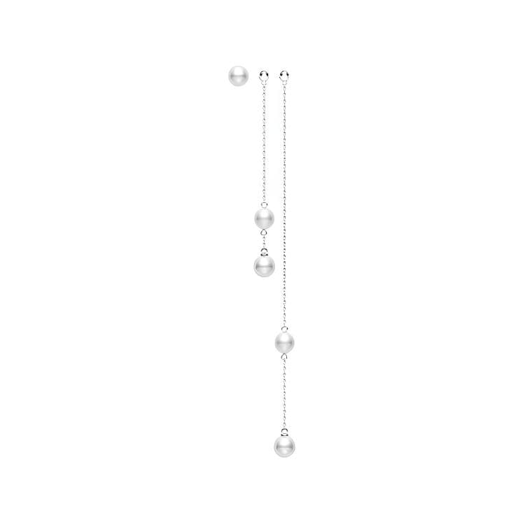 MIKIMOTO 18K White Gold Earrings Silver