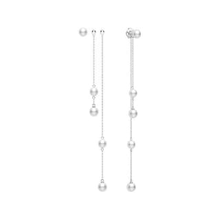 MIKIMOTO 18K White Gold Earrings Silver