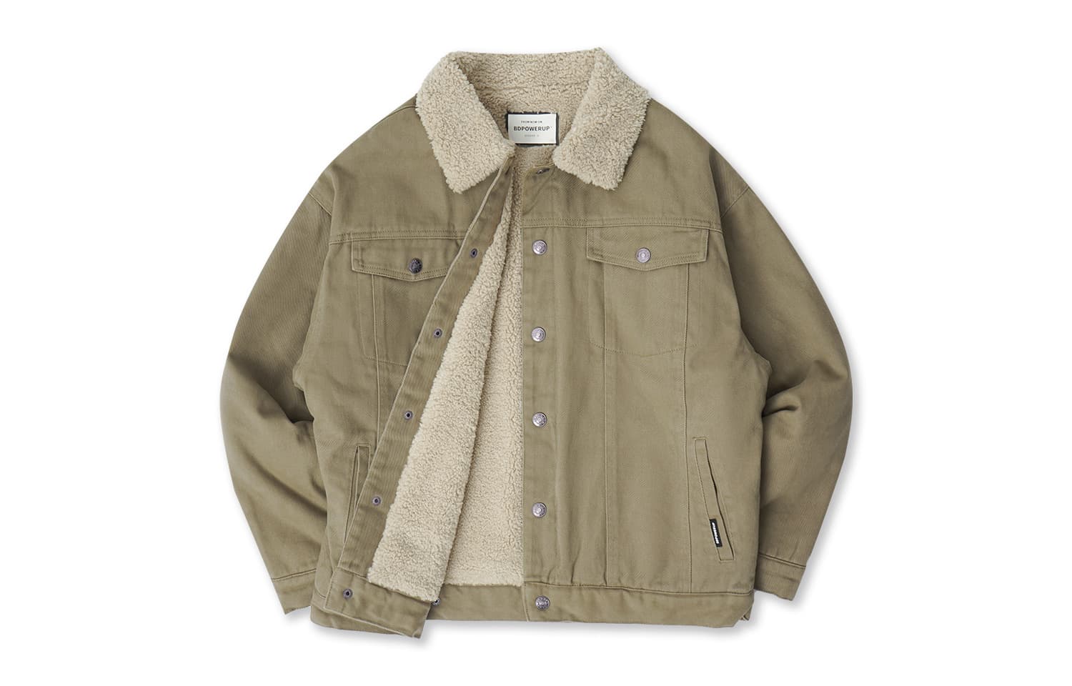BD.POWER UP+ Barnfit Thermal Thickened Fleece Lined Sherpa Thick Lapel Drop Shoulder Single Breasted Jacket