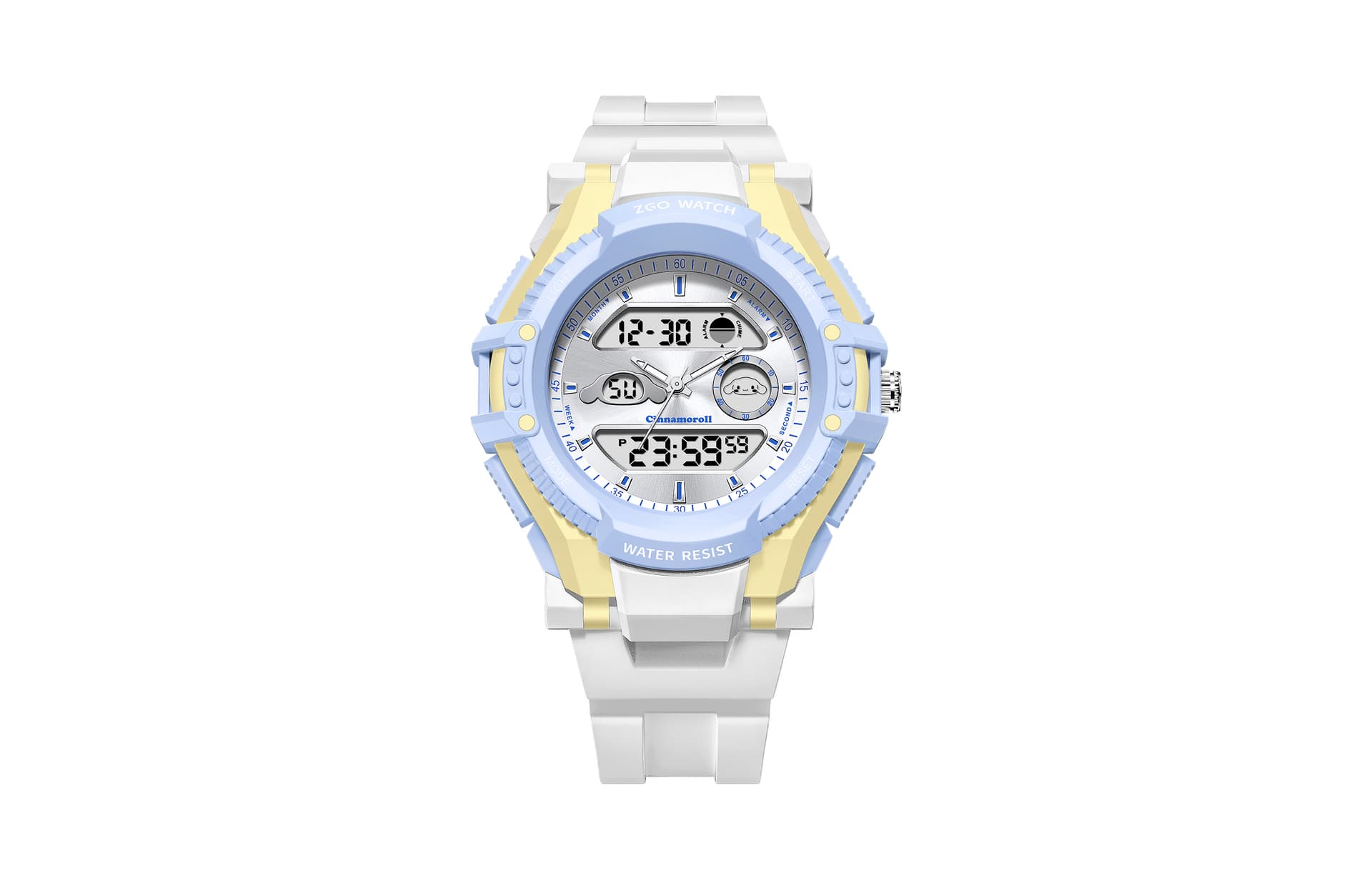 Zgo Sanrio, Cinnamoroll Collaboration Quartz Movement TPU Strap Watch Watch White Dial