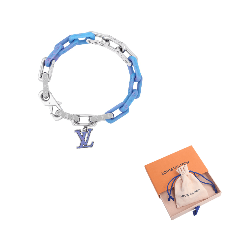 LOUIS VUITTON Monogram Stainless Steel, Resin, Plexiglass, Metal Bracelets Blue Blue