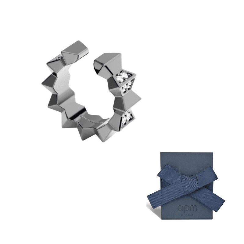 Apm Monaco 925 Sterling Silver Clip On Earrings Dark Gray Dark Gray