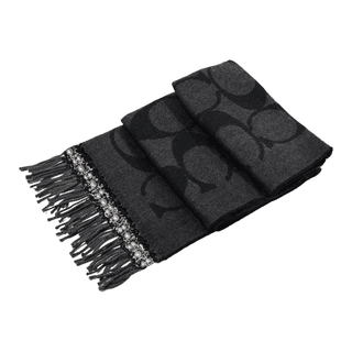Coach jacquard fringed scarf
