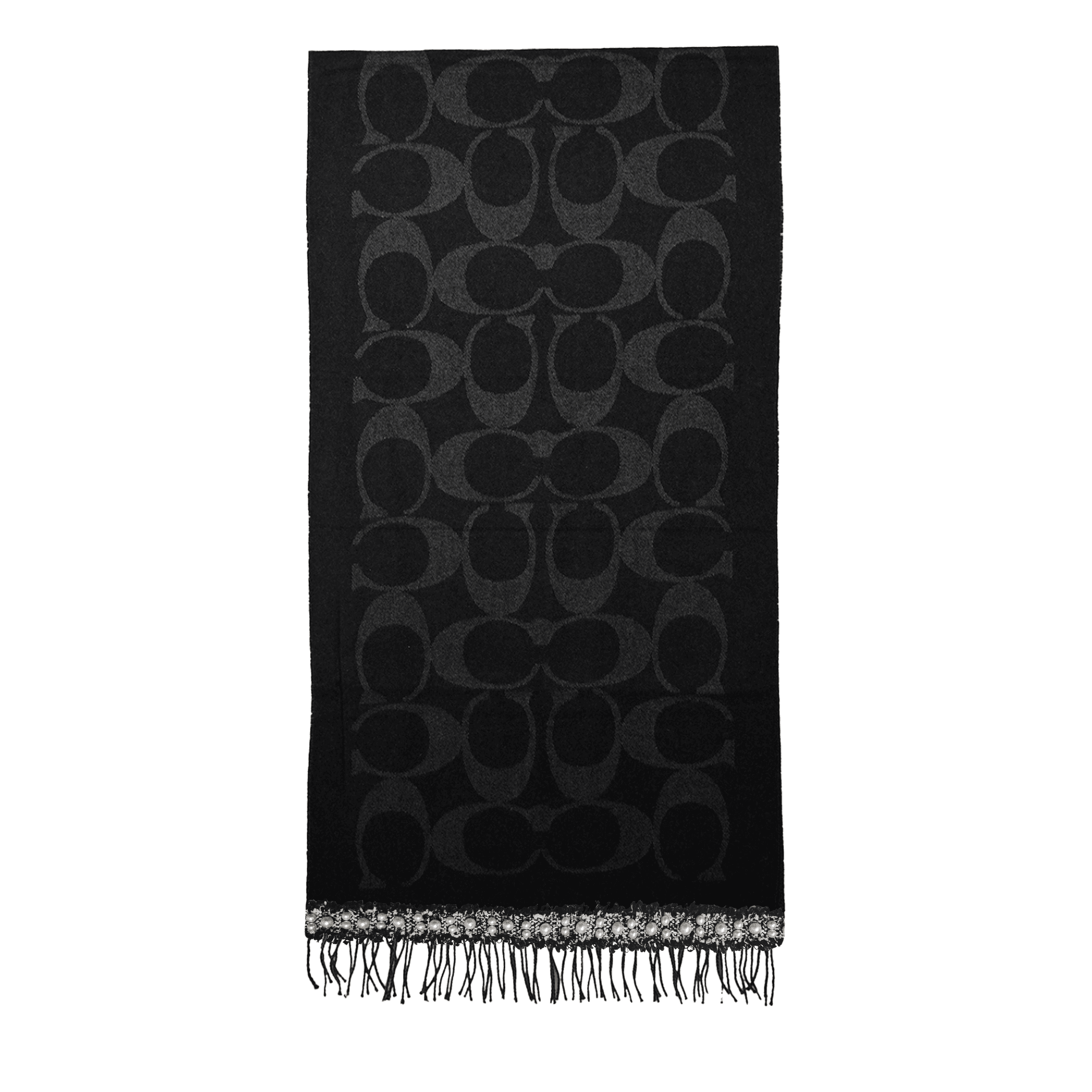 Coach jacquard fringed scarf