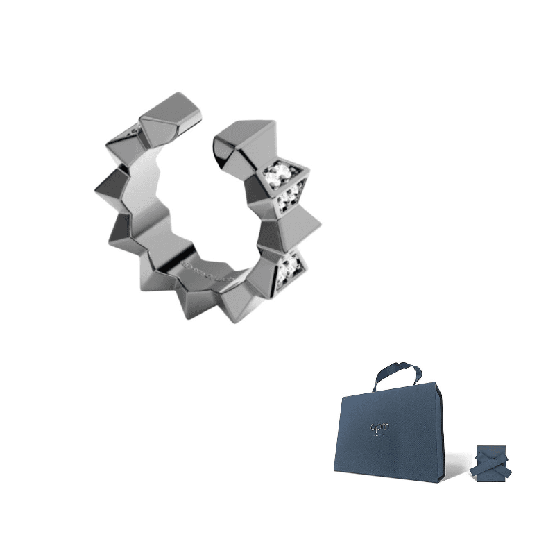 Apm Monaco 925 Sterling Silver Clip On Earrings Dark Gray Dark Gray
