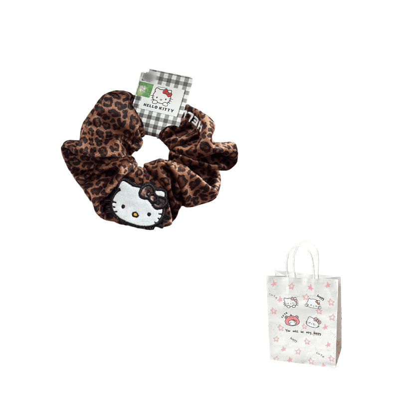 Sanrio Hello Kitty Linen Hair Tie Leopard Print Scrunchy