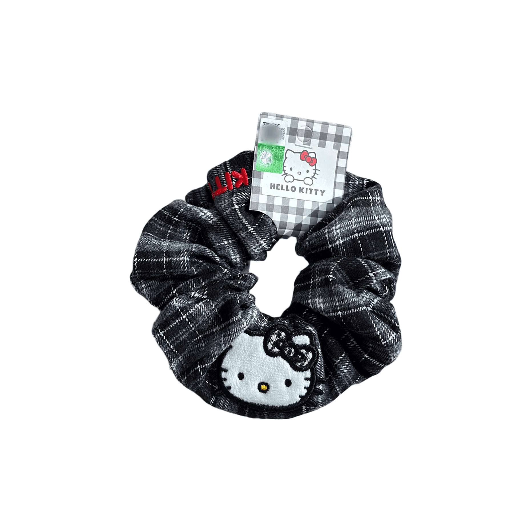 Gray Plaid Scrunchy