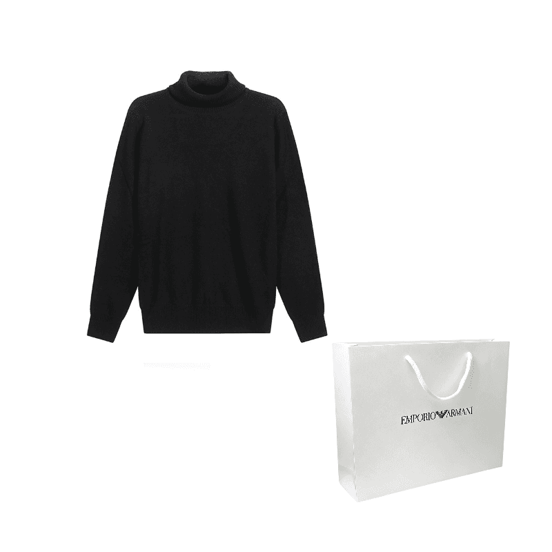 EMPORIO ARMANI Virgin wool Regular fit Mock neck Jumper Black