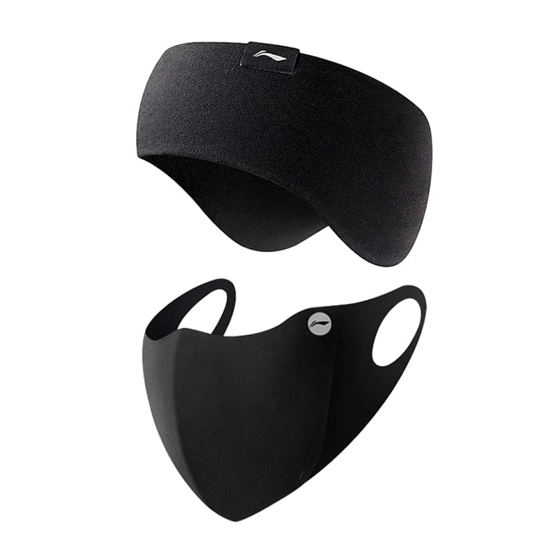 Li Ning Polyester Earmuffs Thermal Set[Earmuff+Face Mask (Black)]