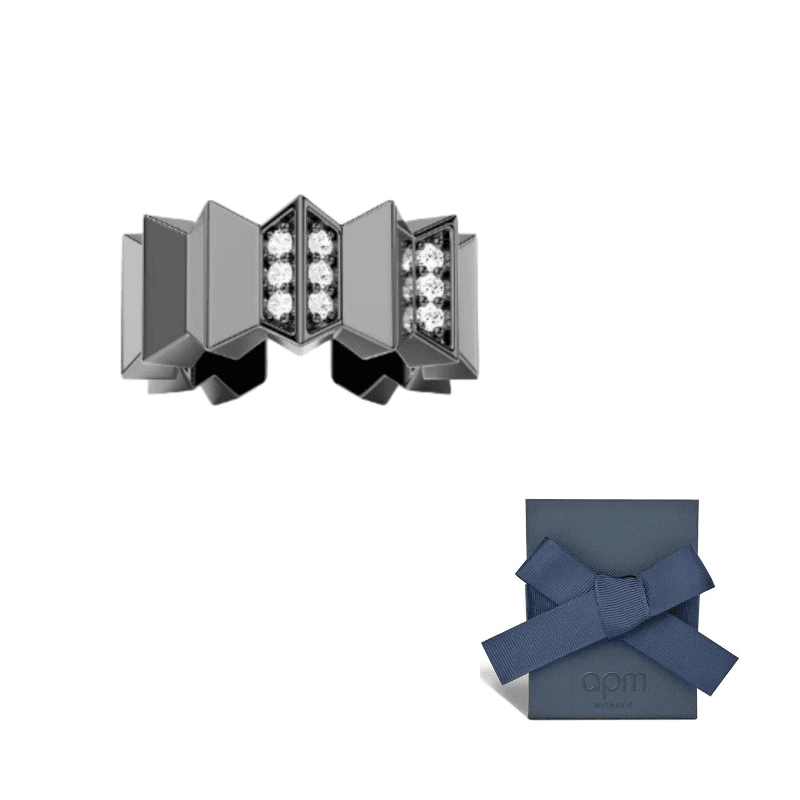 Apm Monaco Synthetic Cubic Zirconia With Rhodium Plating, Sterling Silver Clip On Earrings Dark Gray Dark Gray