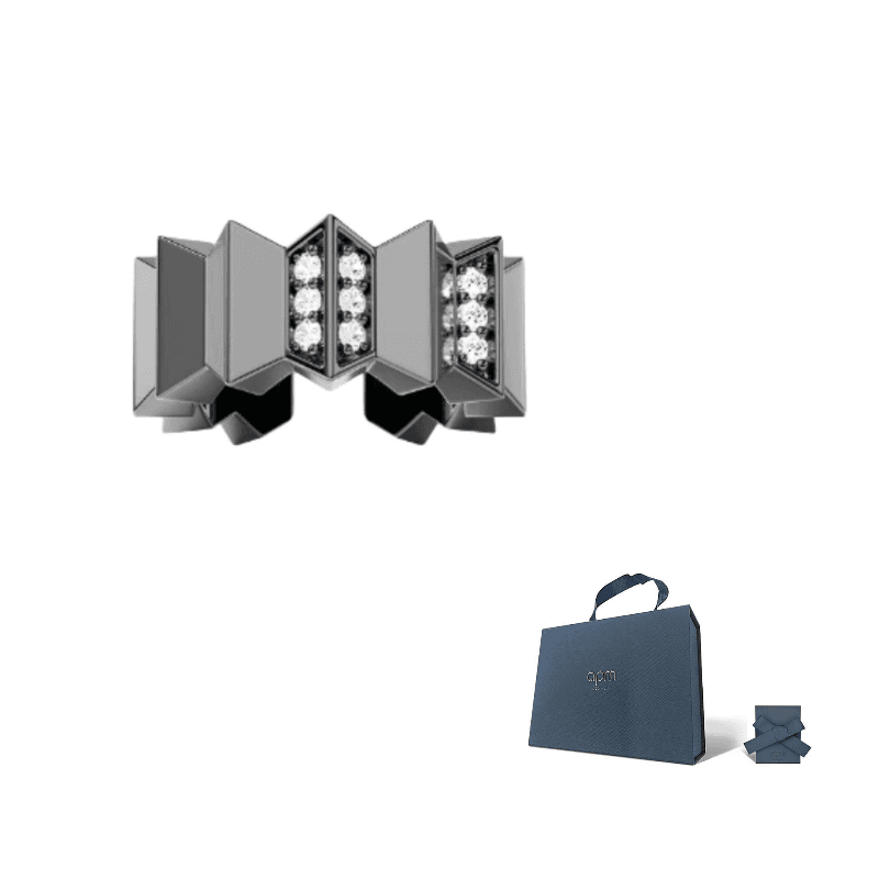 Apm Monaco Synthetic Cubic Zirconia With Rhodium Plating, Sterling Silver Clip On Earrings Dark Gray Dark Gray