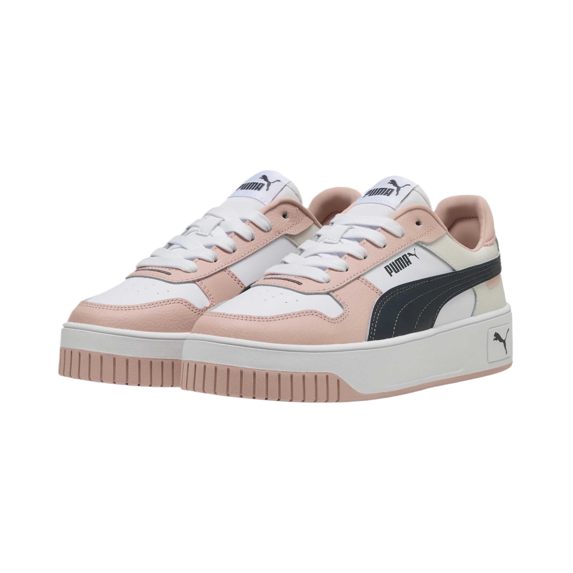 PUMA Carina Street Split Cow Leather, Artificial White Pink