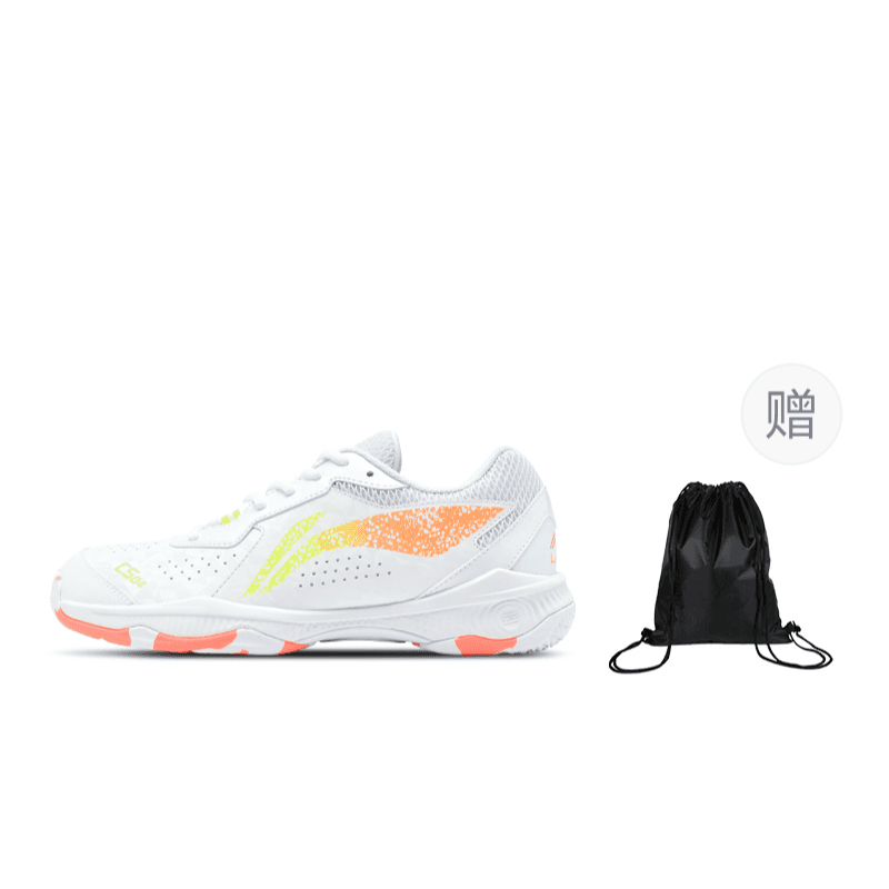 Li Ning Resistant, Breathable, Lightweight Resistant, Breathable, Lightweight Badminton White Orange+Drawstring Shoe Bag