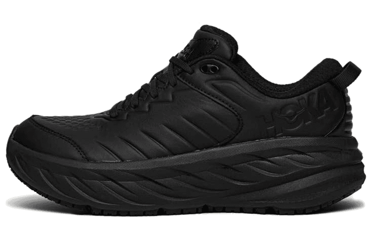 HOKA ONE ONE Bondi SR Leather, Textile SlipResistant Balance Lowtop City Commuting Black