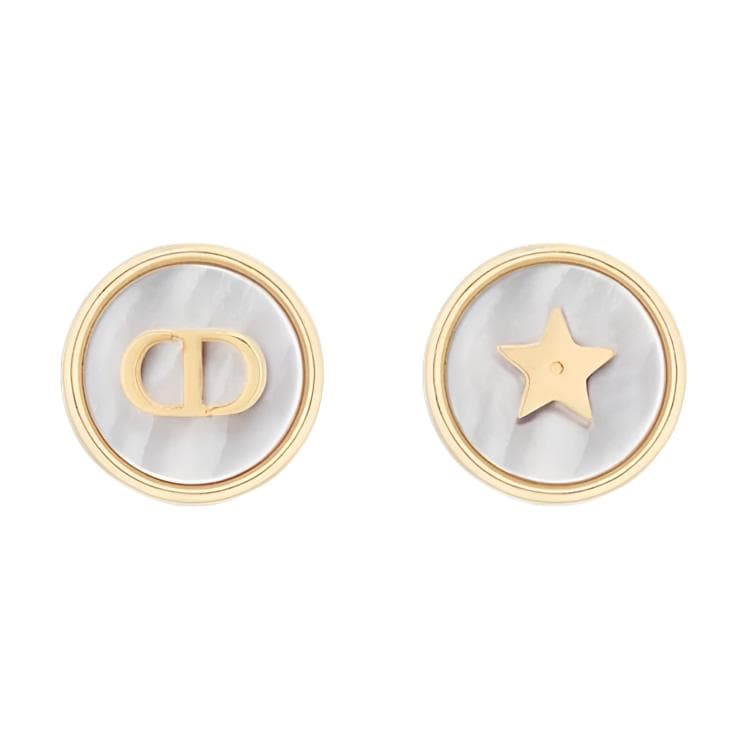 DIOR Stud Earrings Gold/White Gold/White