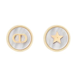 DIOR Stud Earrings Gold/White