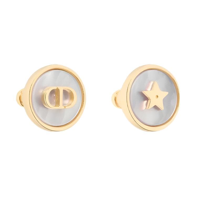 DIOR Stud Earrings Gold/White