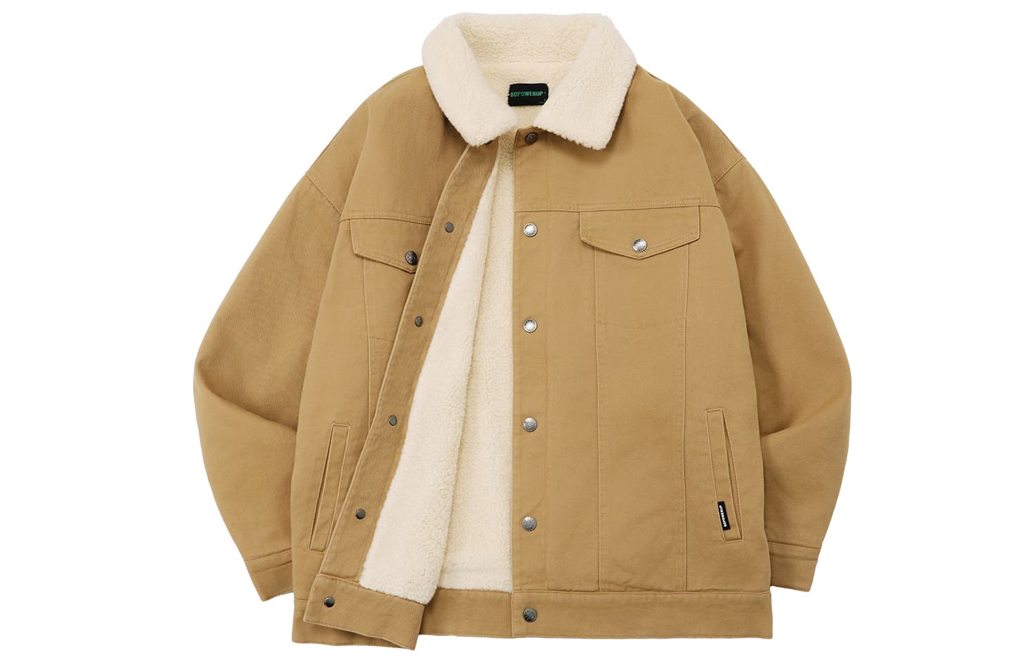 BD.POWER UP+ Barnfit Thermal Thickened Fleece Lined Sherpa Thick Lapel Drop Shoulder Single Breasted Jacket