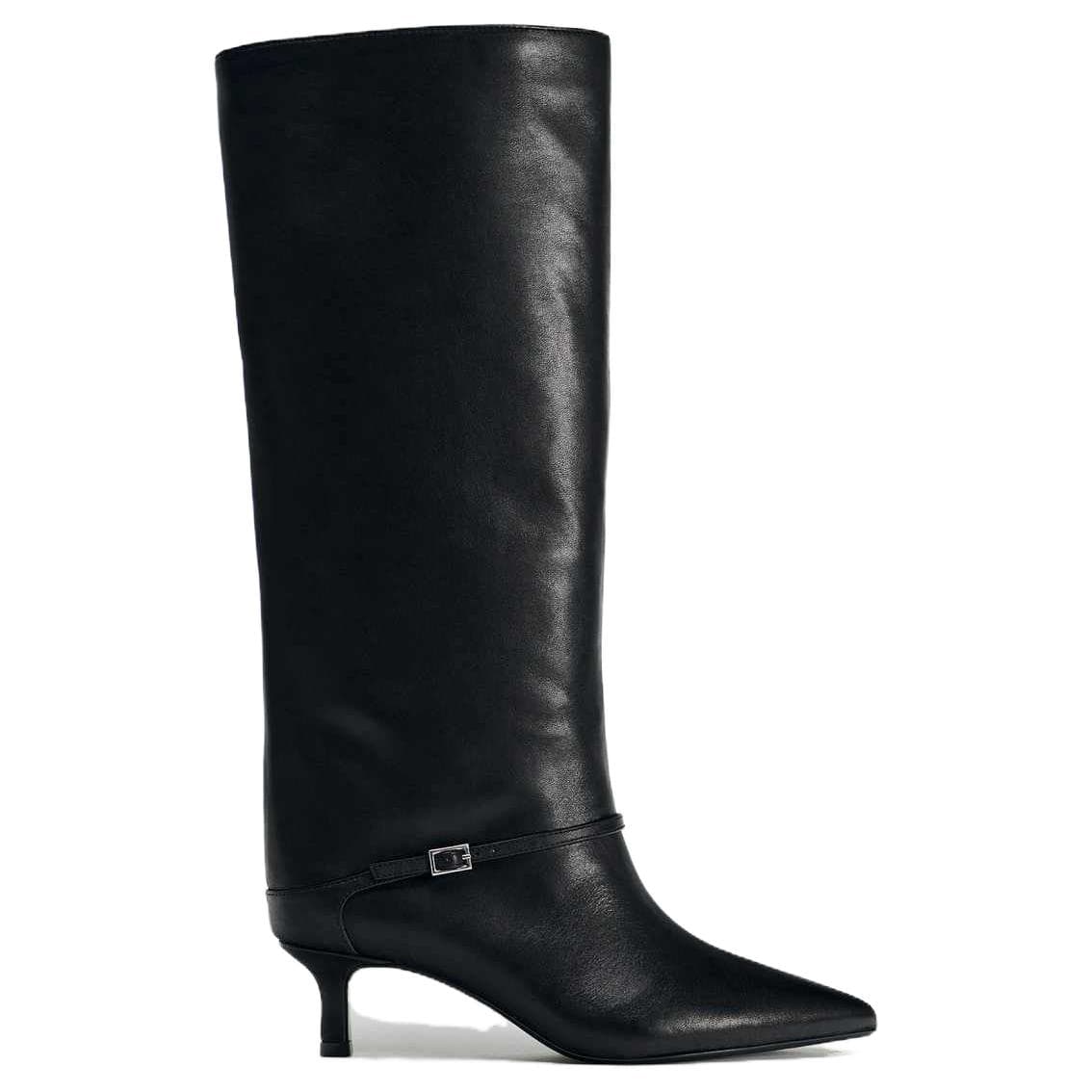 ZARA Cow Knee high 6.5cm Black