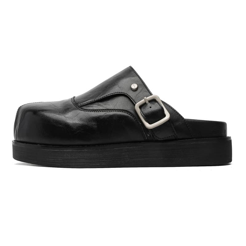 MADALLO Rubber Sole Patchwork Closed Toe Slippers Black Black