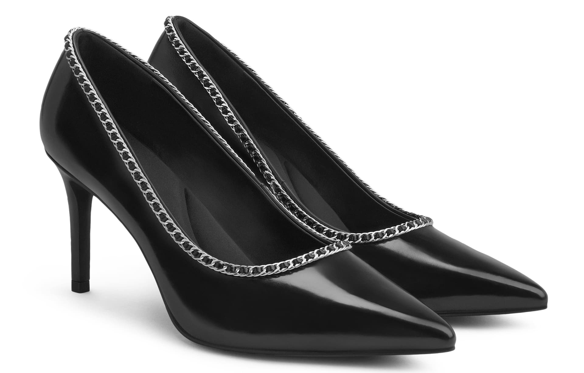 CHARLES&KEITH Small Ck Pu Slim Heel 8cm BLACK BOX Black