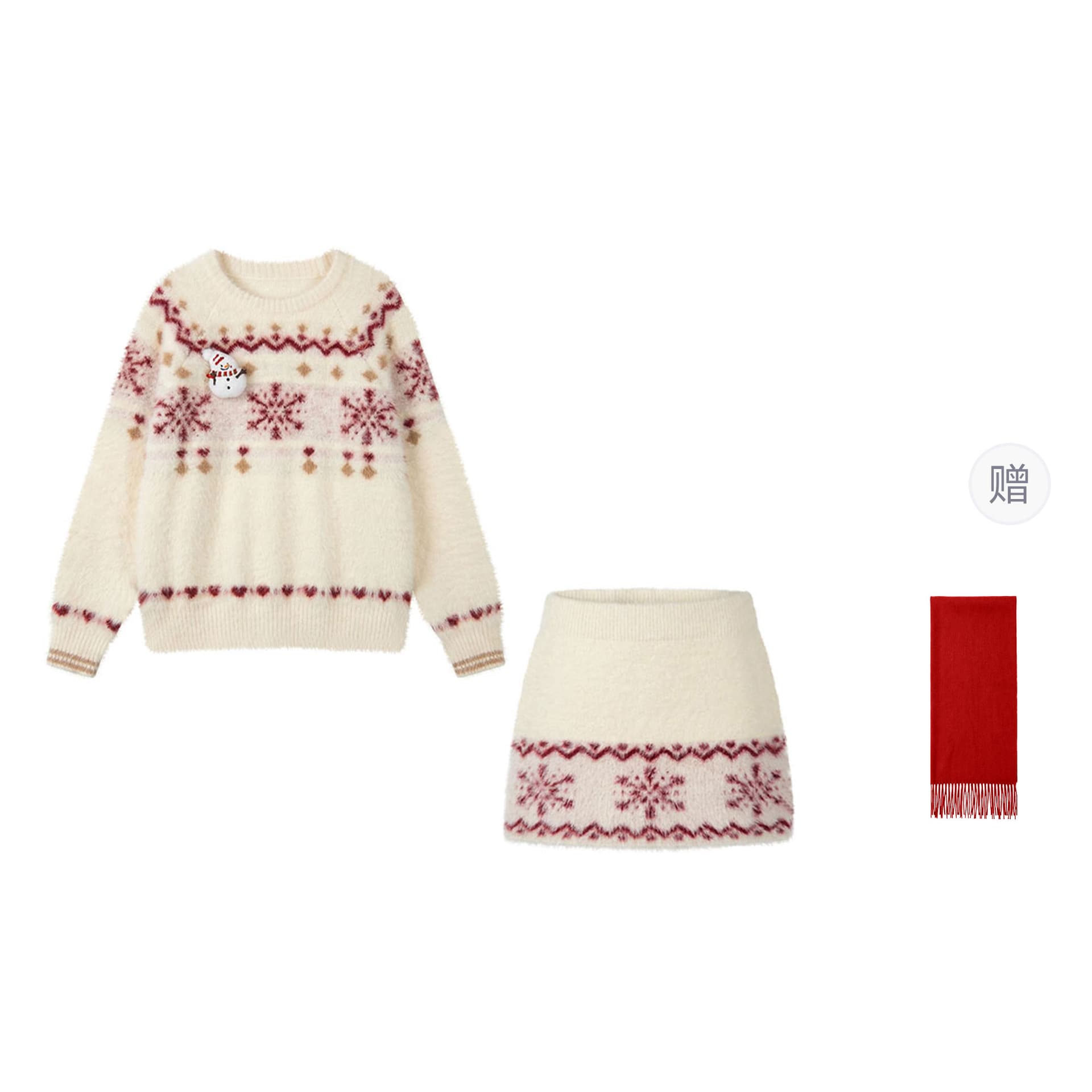 FABRIC PIG TwoPiece Skirt Sets Crew Neck Thickened Short