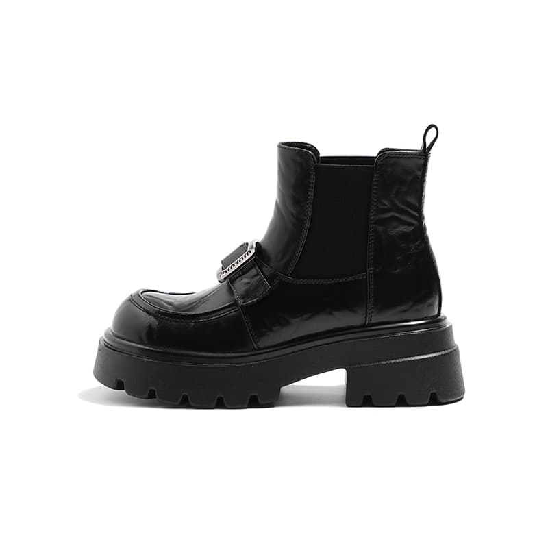 MIS. DANNY Cow Split Chelsea 6CM Black