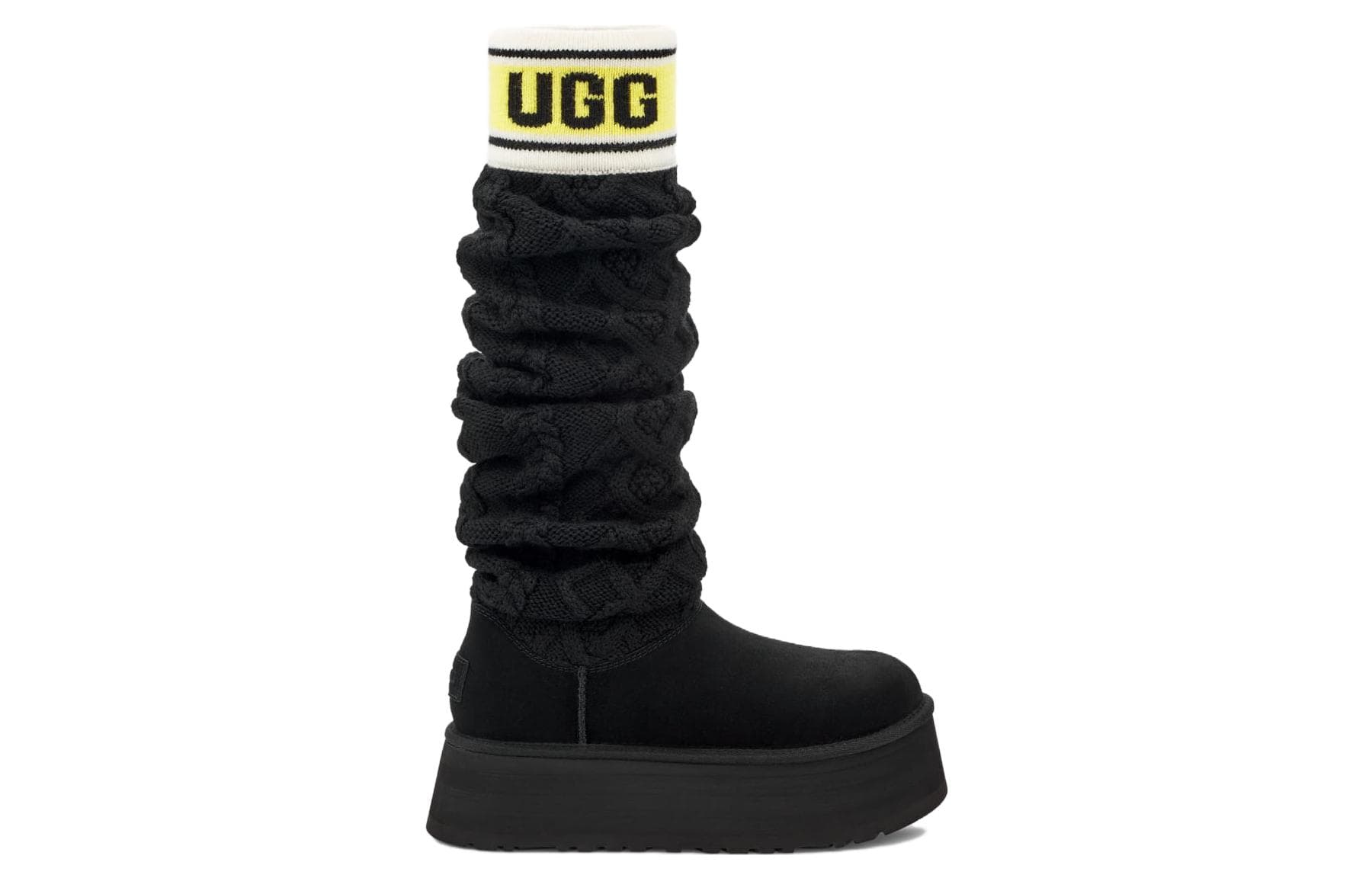 UGG Letter Tall Winter FleeceLined, Minimalist Style Ankle 2cm Black Yellow
