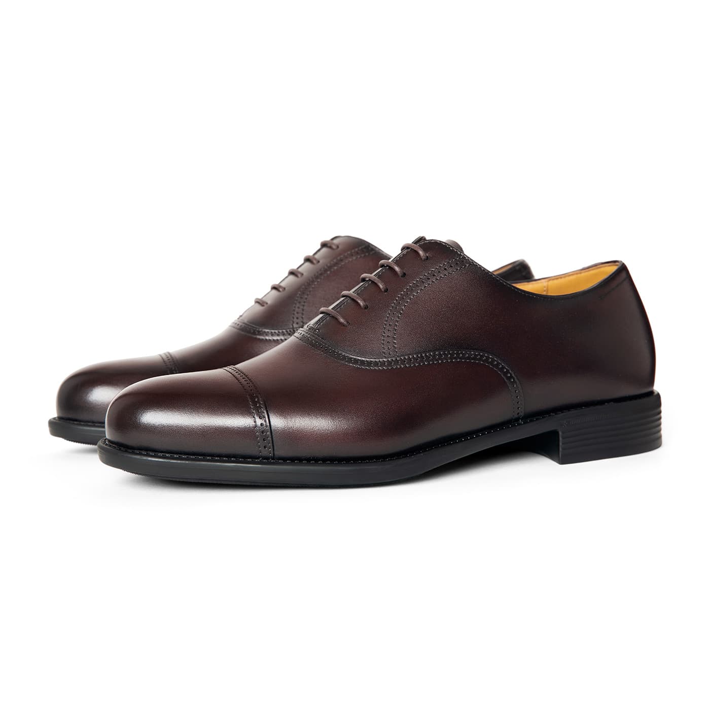 THOM WILLS Business Commuting Versatile Calfskin Oxford Old Money Style Dress Dark Coffee Polished