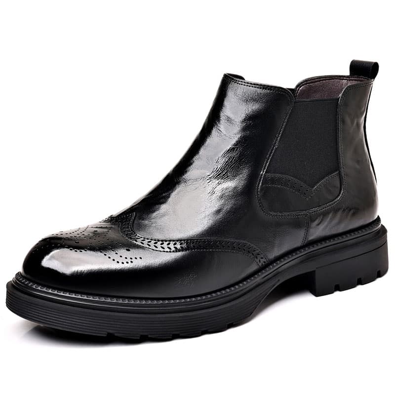 KAQIAODI Cow Ankle Length Chelsea Black Black Padded