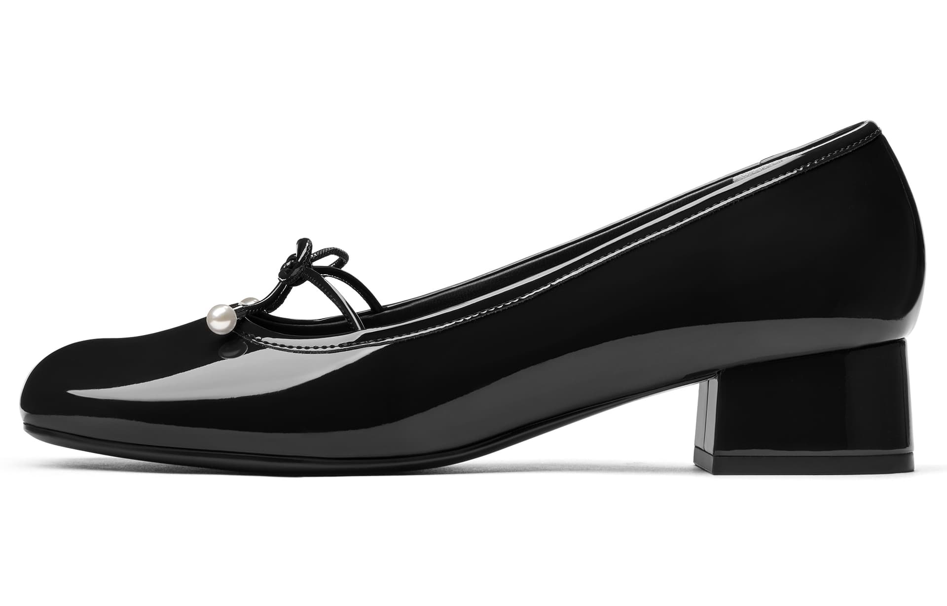 CHARLES&KEITH Small Ck PU, Textile Block Heel 3.5cm
