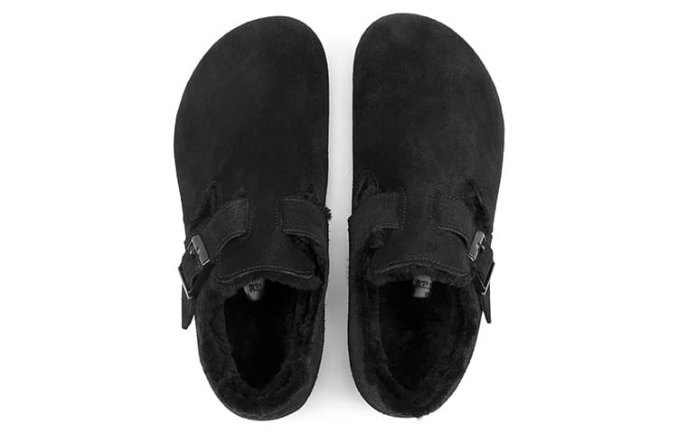 Birkenstock London Shearling Suede Black Narrow