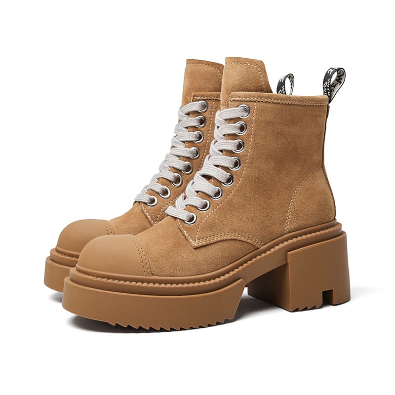 CHERYKALLY Maillard Style Ankle Cow Short Combat 8cm