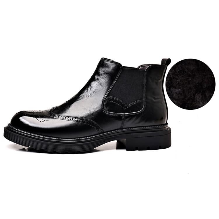 KAQIAODI Cow Ankle Length Chelsea Black