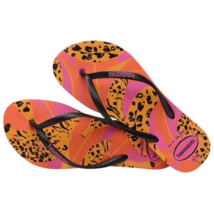 Havaianas Slim Summer Quick Dry Flip Flops Pink Orange Black