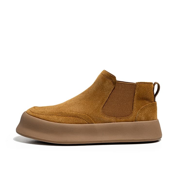 GZZ Cow Suede Ankle Length Chelsea Light Brown