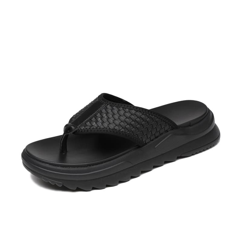SENJIALUO EVA Stitching Odor Resistant, Flip Flops Black
