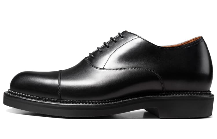 THOM WILLS British Business Calfskin Oxford Shoes, Old Money Style Dress Black