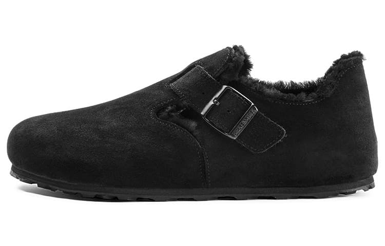 Birkenstock London Shearling Suede Black Narrow