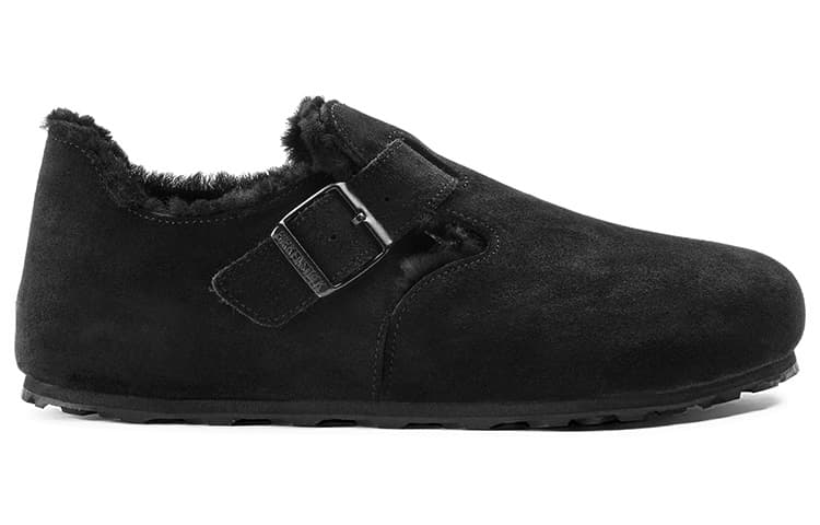 Birkenstock London Shearling Suede Black Narrow