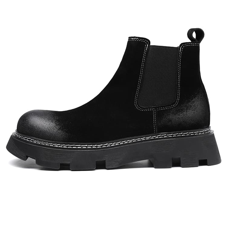 YEDANI Cow Suede Crew Chelsea Black Black Single Layer