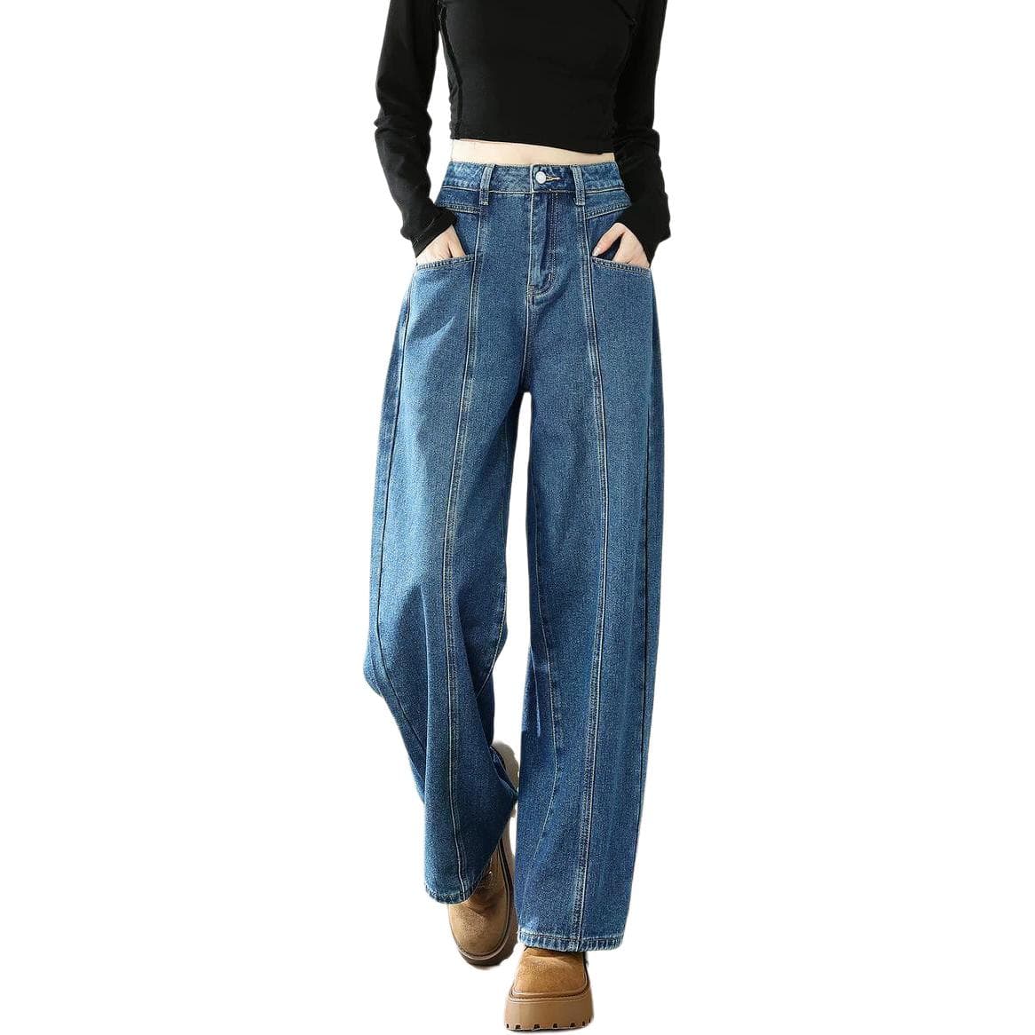 Tonlion Jeans Medium Denim Blue Moderate Wide Leg