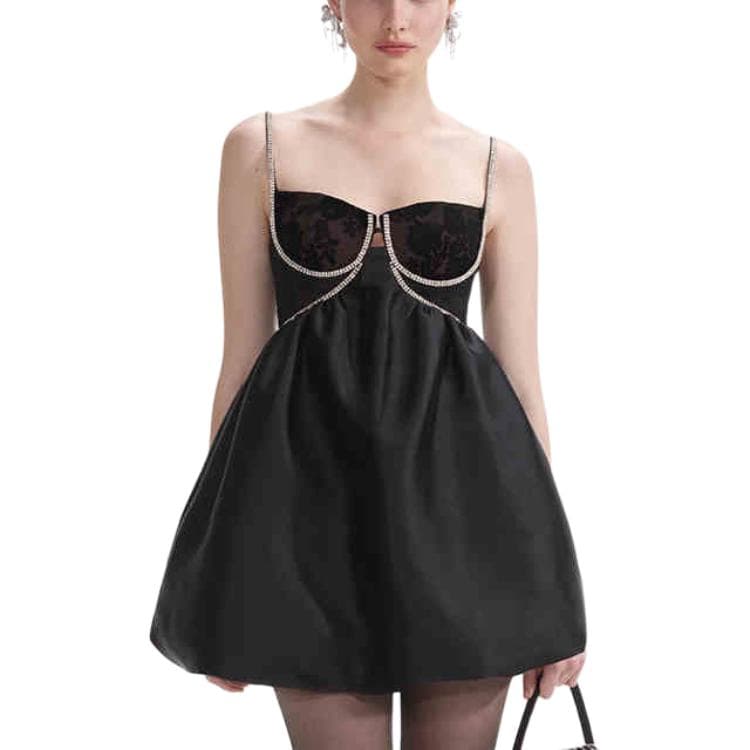 Self portrait Diamante Taffeta Mini Dress