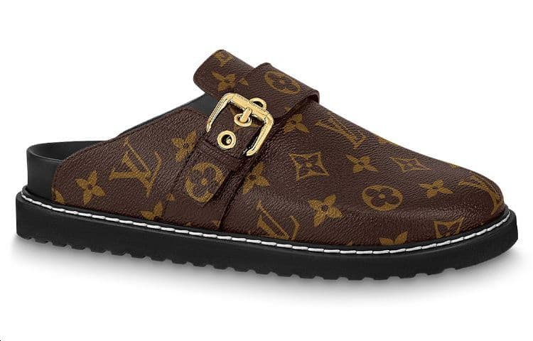 LOUIS VUITTON Closed Toe Slippers Brown