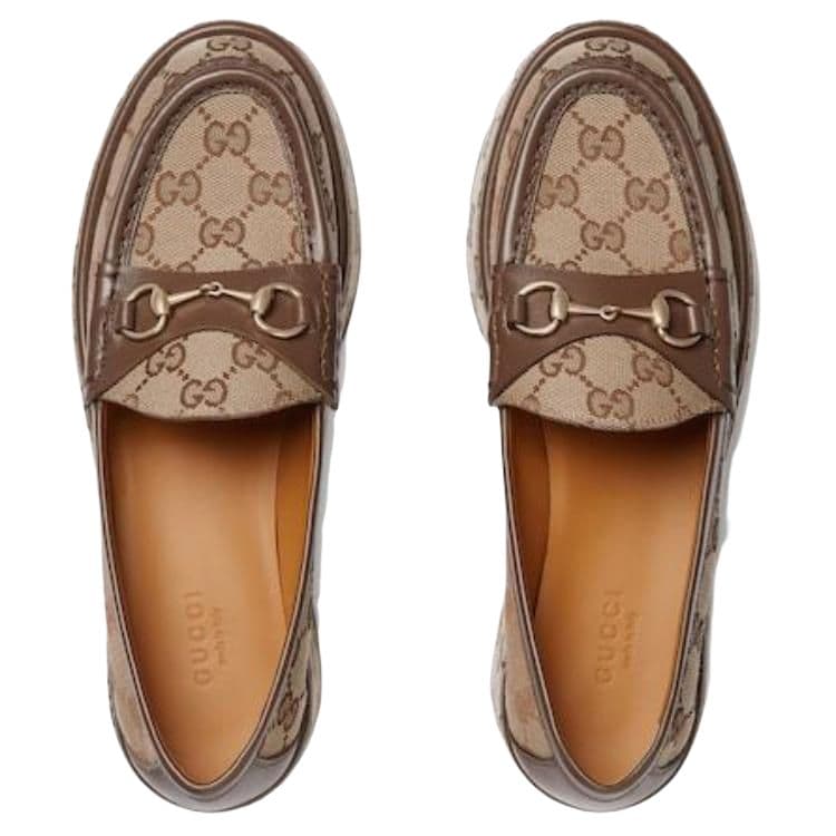 Gucci Wmns Horsebit Wedge Loafer 'GG Supreme Beige'