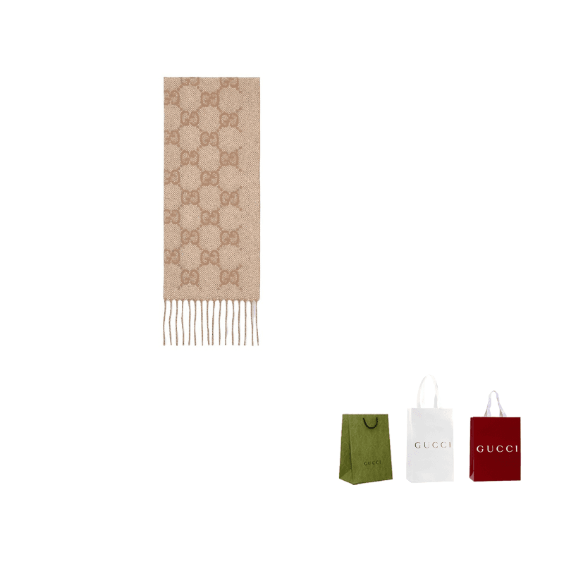Gucci Gg cashmere lamé scarf White/Beige