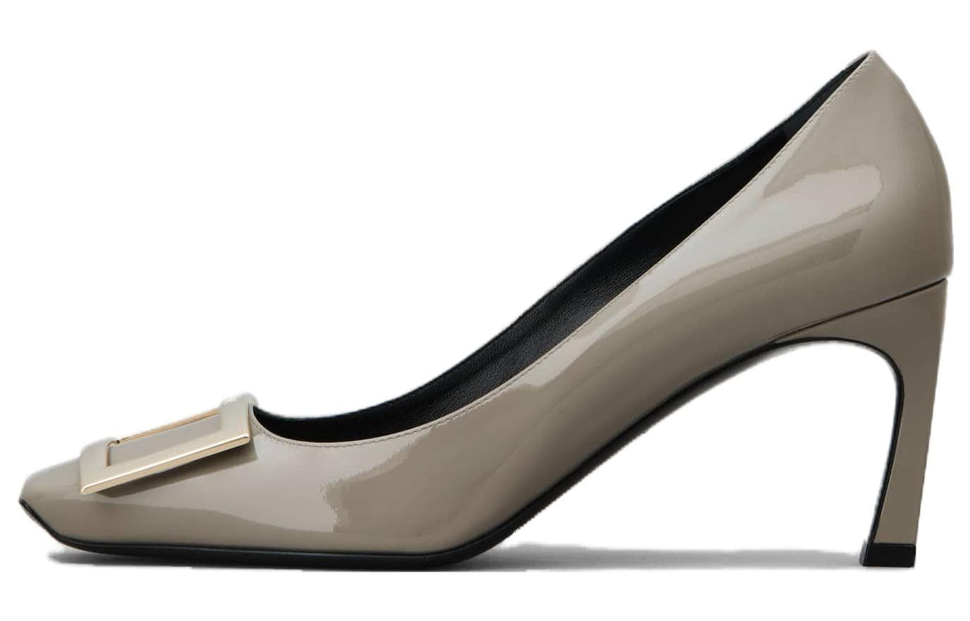 Roger Vivier Belle Vivier Trompette Patent Spool Heel 7cm Beige
