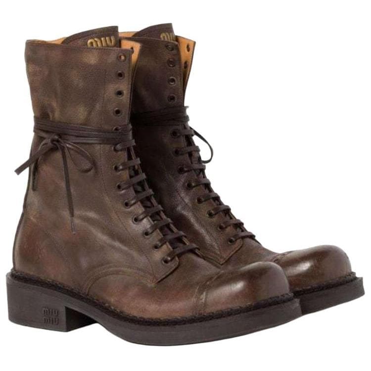 MIU MIU FW24 Cow Leather/Cow Ankle 3.5cm Brown
