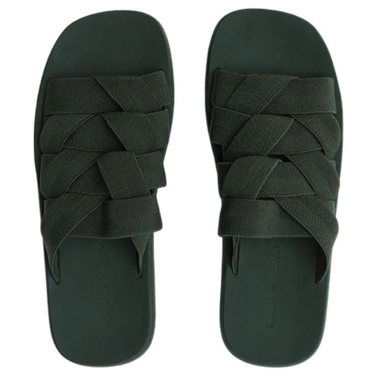 Bottega Veneta Plat Slide Slippers Dark Green