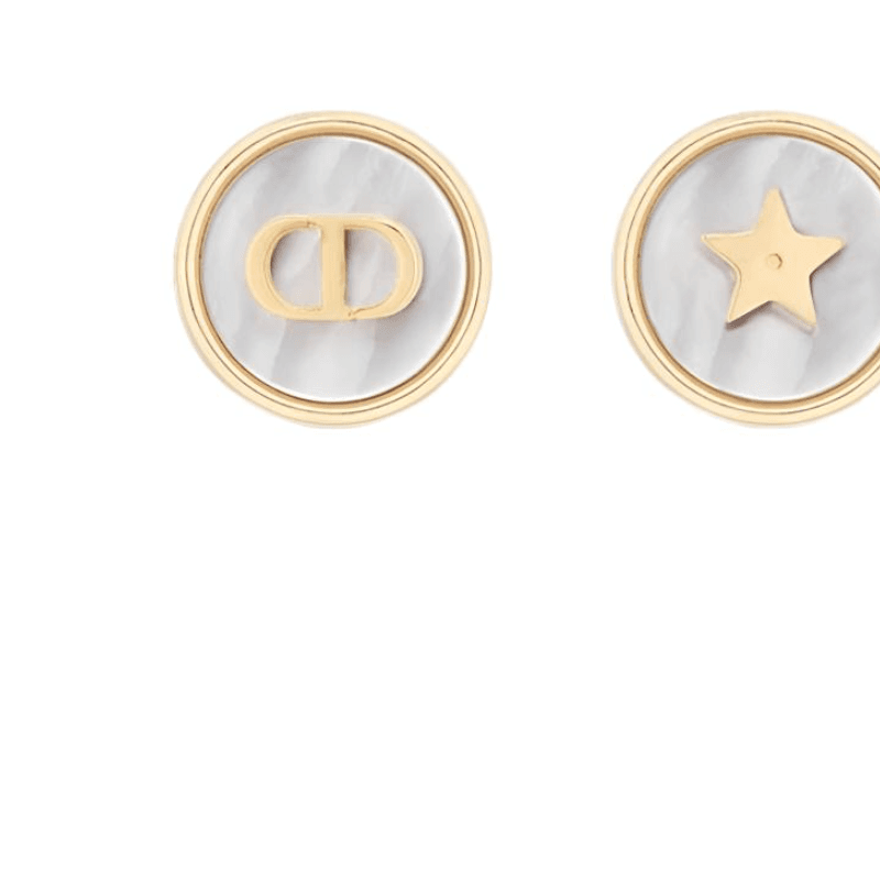 DIOR Stud Earrings Gold/White